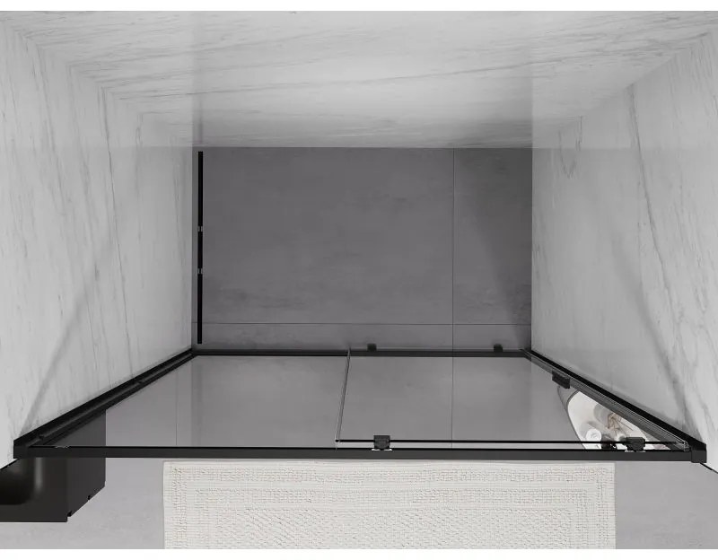 Mexen Exo, posuvné dvere do otvoru 140x200 cm, 6mm číre sklo, čierny profil, 8151-140-000-70-00