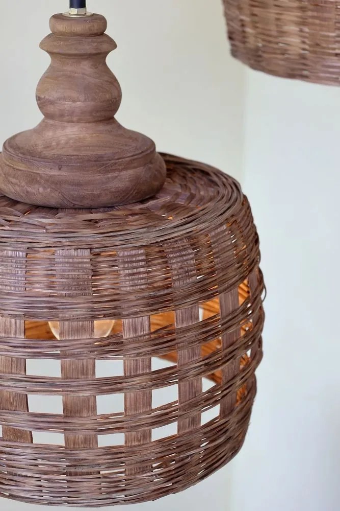 Prírodné antik závesné svetlo lampa z prúteného ratanu - Ø 31*38cm/ E27/ 25W
