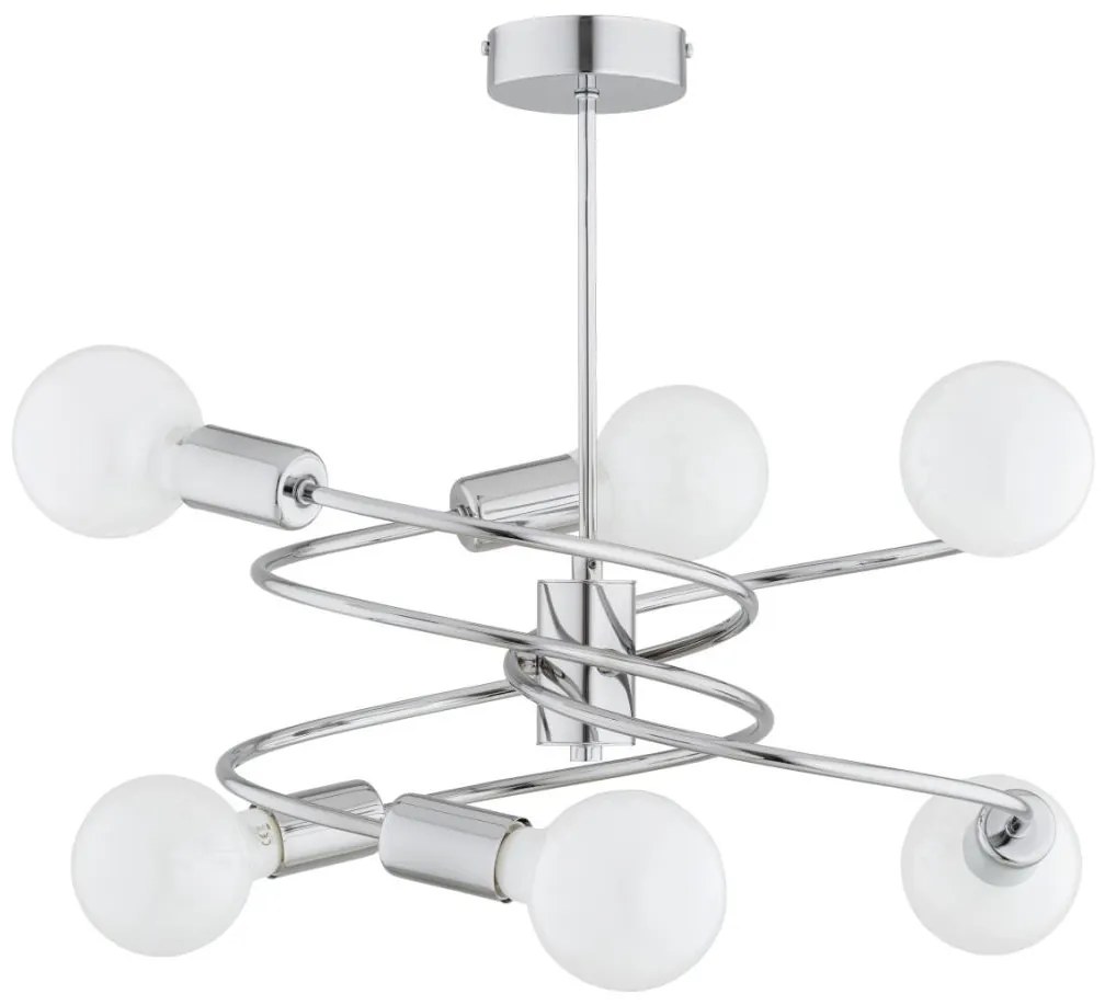 Luster na tyči DISCO 6xE27/60W/230V lesklý chróm