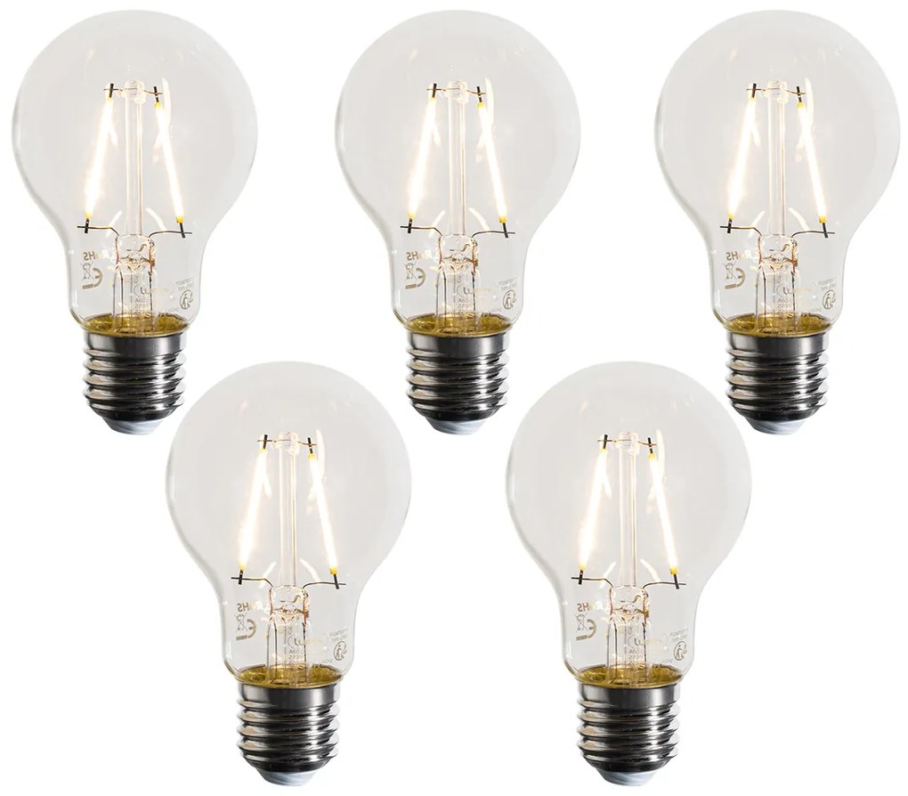 Sada 5 LED žiaroviek E27 A60 číra 3W 320 lm 2700K