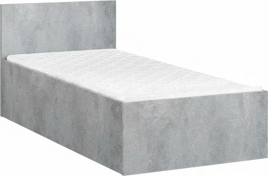 Posteľ SOFIA 90 x 200 cm, betón Rošt: S latkovým roštom, Matrac: Matrac COCO MAXI 20 cm