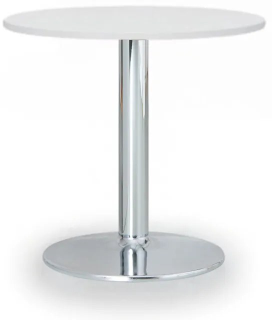 Konferenčný stolík ZEUS II, priemer 60 cm, chrómovaná podnož, biela