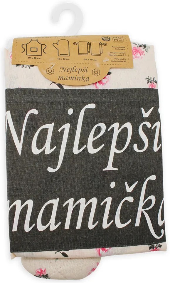 Home Elements Set zástera, chňapka, 2 utierky Najlepšia mamička (SK)