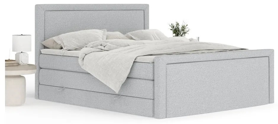 Svetlosivá boxspring posteľ s úložným priestorom 180x200 cm Lavenda – Maison de Rêve
