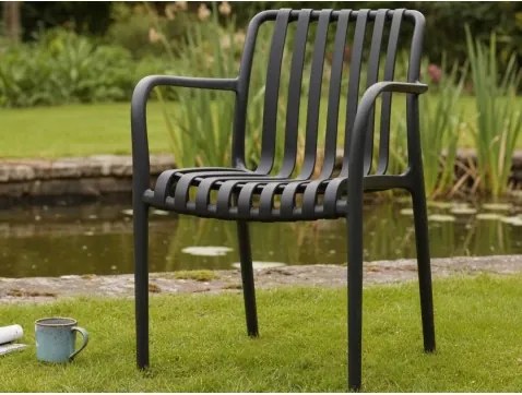 Záhradná stolička s podrúčkami Pixa, antracitová%