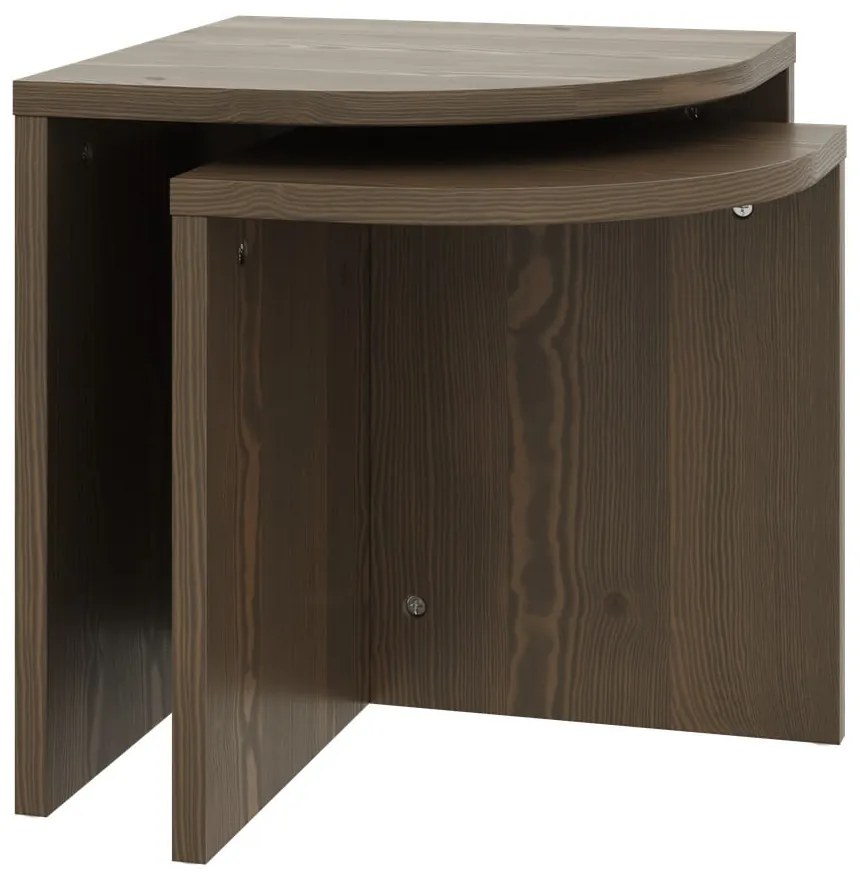 Tmavo hnedé konferenčné stolíky z borovicového dreva v súprave 2 ks Combine – Karup Design