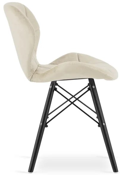 Set troch jedálenských stoličiek LAGO zamatové, béžové / čierne (3 ks)