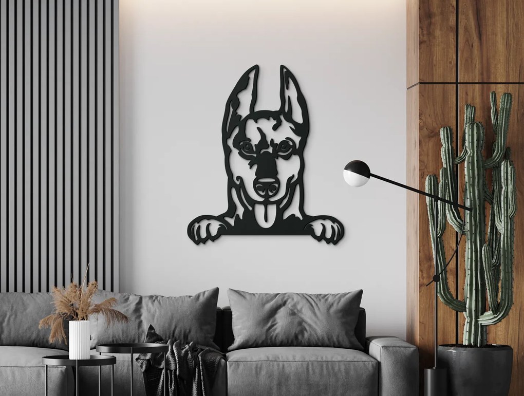drevko Drevený obraz na stenu Doberman Rozmer obrazu: 44,5 x 38,5 cm, Farba dekorácie: Čierna
