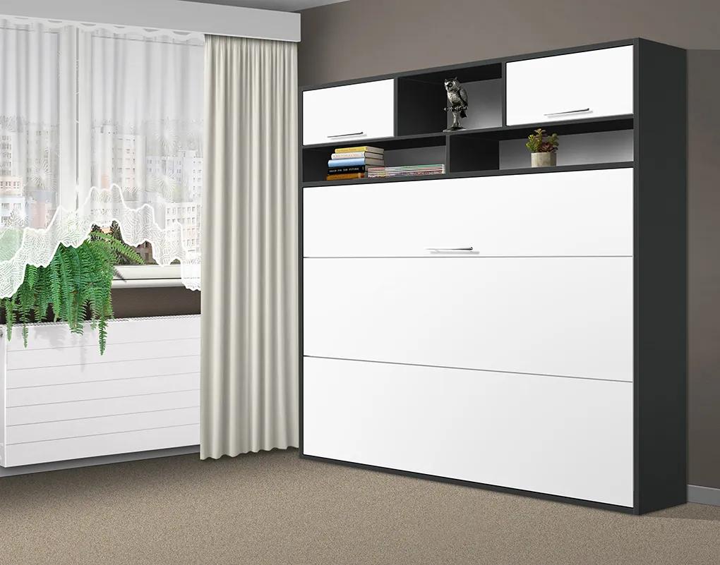 Nabytekmorava Sklápacia posteľ VS1056 MAX, 200x140cm farba lamina: agát/biele dvere, Varianta dverí: lesklé