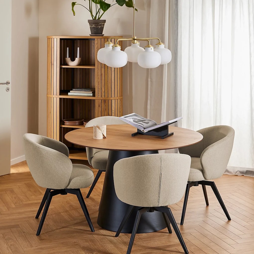 Okrúhly jedálenský stôl Soli 120 cm dub prírodný/čierny