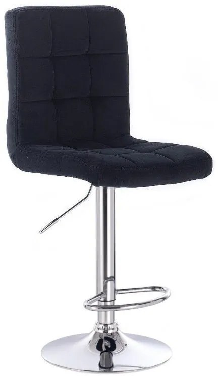 LuxuryForm DESIGN Barová stolička TOLEDO VELUR na striebornom tanieri - čierna