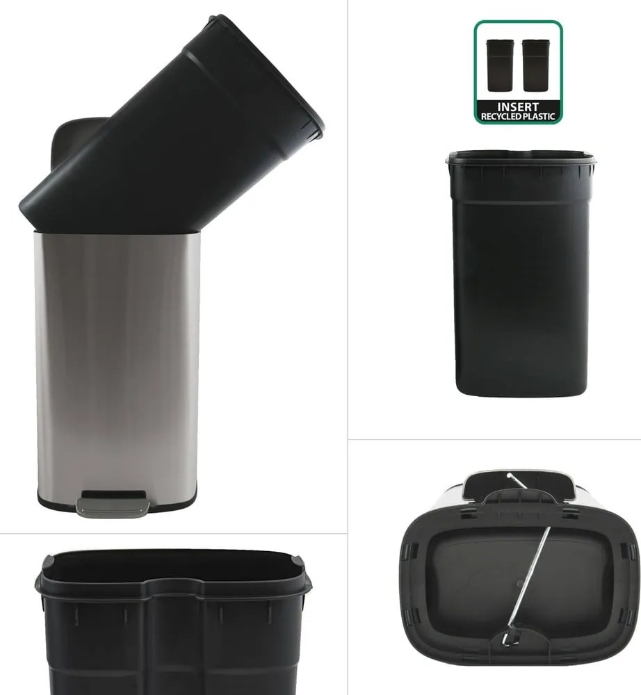 Nášľapný oceľový odpadkový kôš v matne striebornej farbe 50 l Akira – Spirella