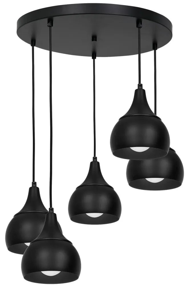 Luster na lanku AKTAN 5xE27/60W/230V čierna guľatý