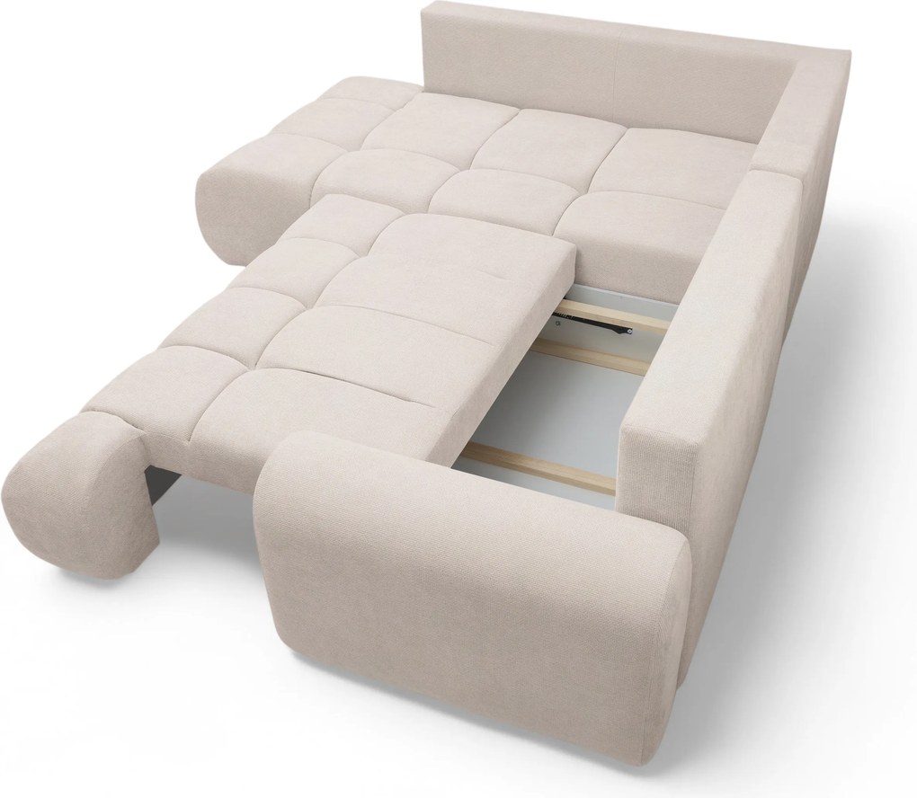 Rozkladacia rohová sedačka Lutario L ľavá - béžová hydrofóbna pletenina Venice 2026