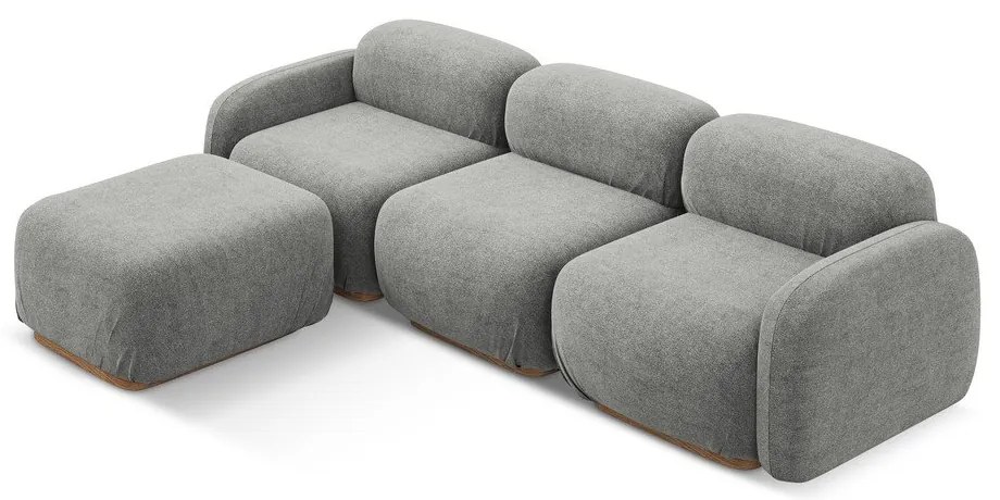 Sivá modulárna rohová pohovka z textílie buklé Ailani – Makamii