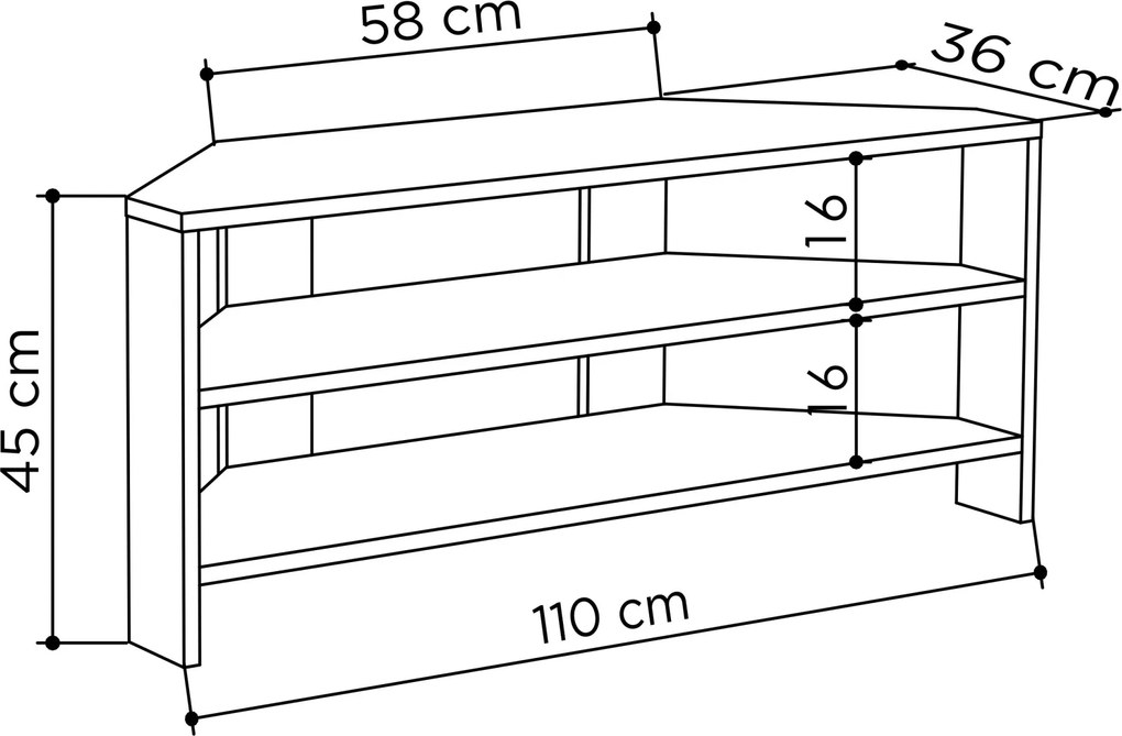 Rohový TV stolík Houseland Thales dub tmavý