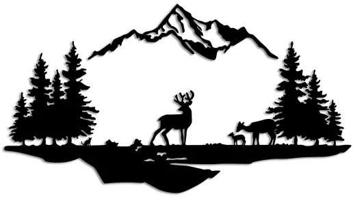 Nástenná dekorácia 2ks 70x38 cm jeleň kov/čierna