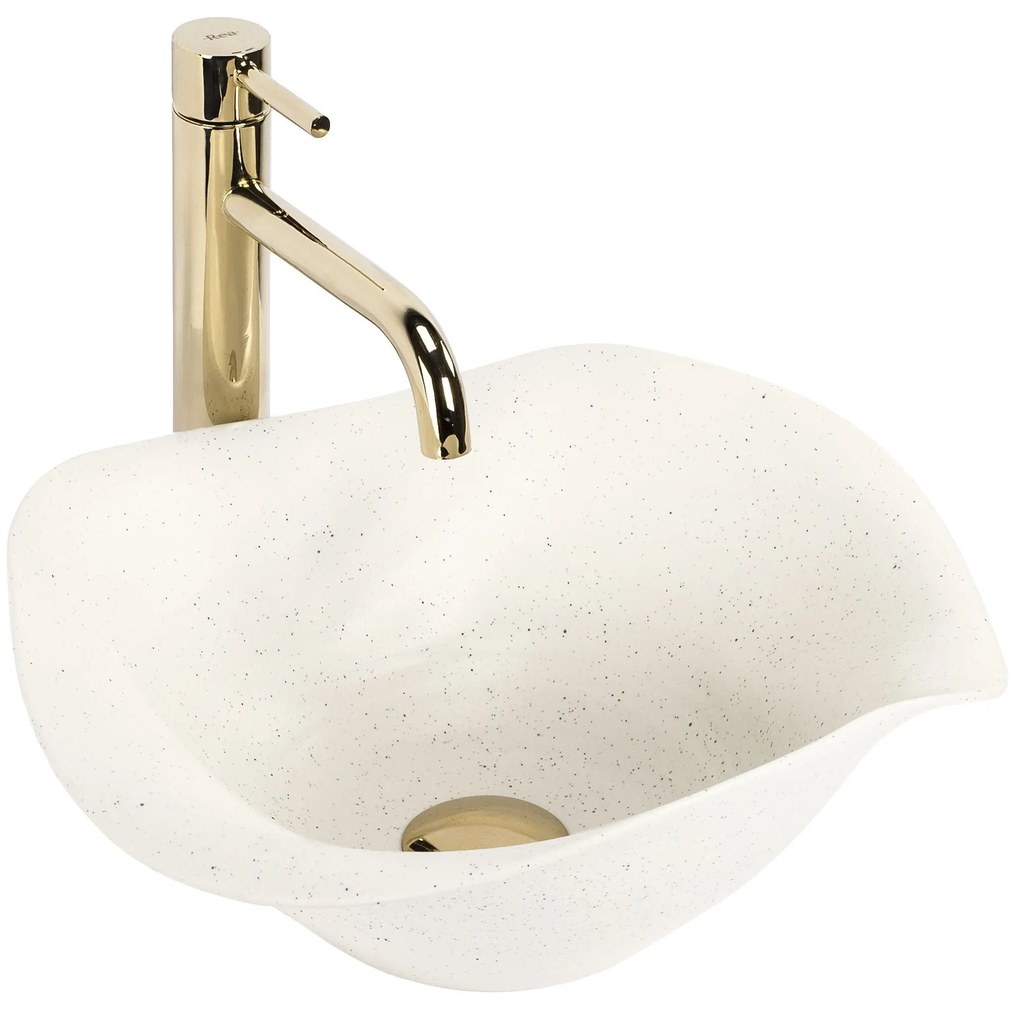 Rea ART, keramické umývadlo na dosku 390x390x160 mm, ručná výroba, model HM-35B, imitácia kemeňa-béžová, REA-U1959