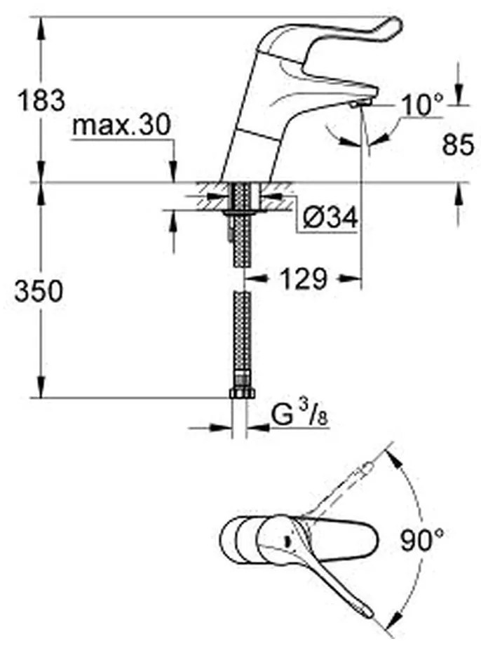 GROHE Euroeco Special / SSC - Páková zmiešavacia umývadlová batéria, chróm 32790000