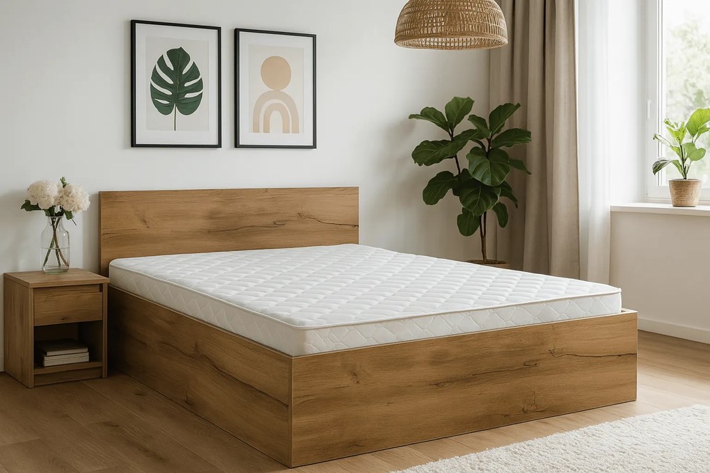 Posteľ SOFIA 180 x 200 cm, dub artisan Rošt: S lamelovým roštom, Matrac: Matrac DELUXE 10 cm