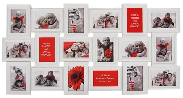 Biely fotorám na 18 fotiek, 102cm