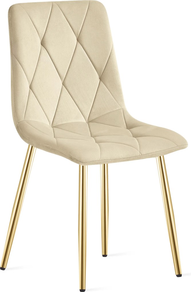 Svetlobéžová zamatová jedálenská stolička LIBRA so zlatými nohami