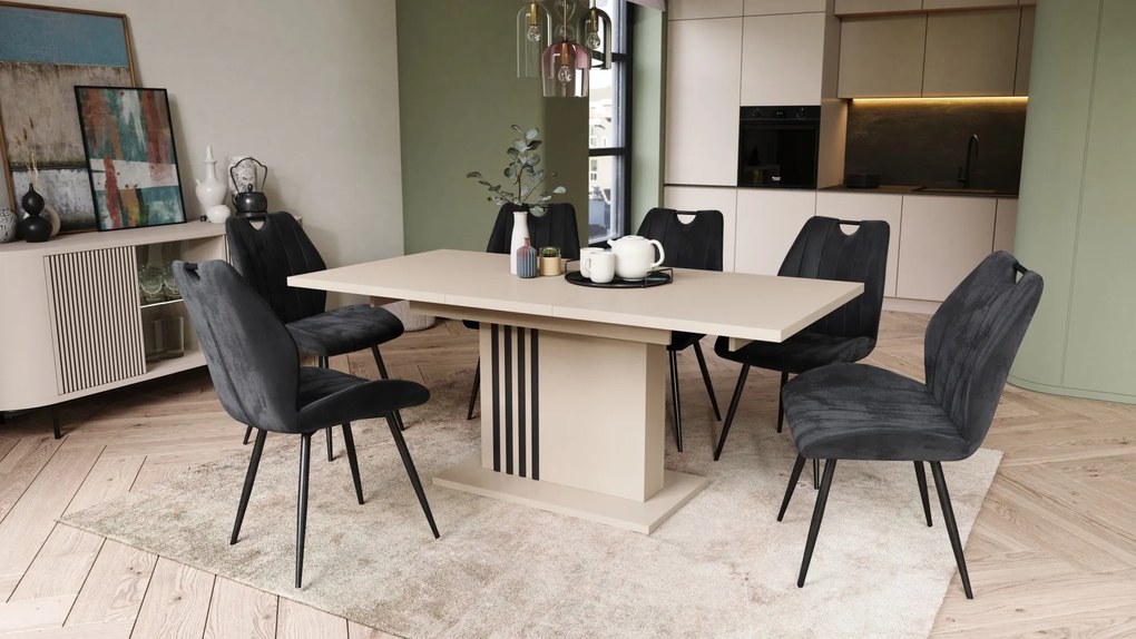 LEONEL Béžový (Šampanský) – MODERNÝ ROZKLADACÍ STÔL AŽ DO 180 cm!