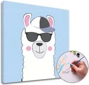 Maľovanie podľa čísel LAMA S OKULIARMI – nízka náročnosť 50x50