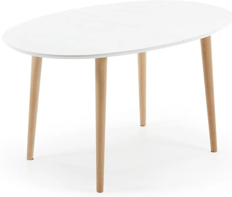 Biely rozkladací jedálenský stôl s bielou doskou 90x140 cm Oqui – Kave Home