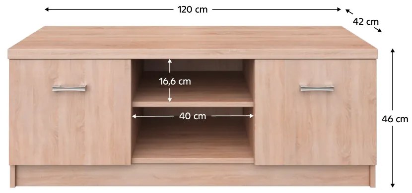 TV stolík TOPTY 2D, dub Sonoma