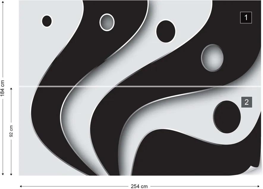 GLIX Fototapeta - 3D Layers Black And White Vliesová tapeta  - 254x184 cm