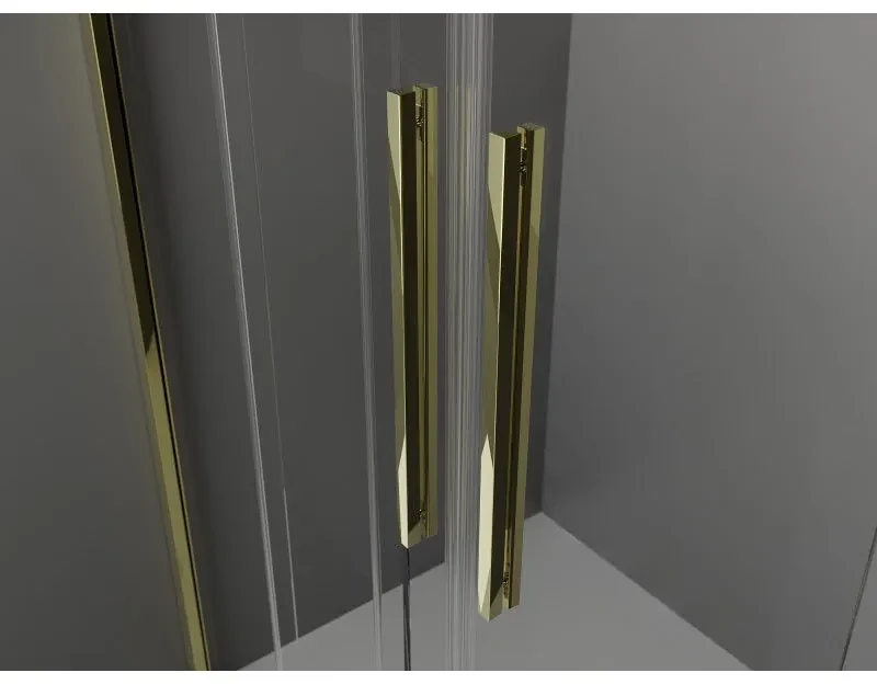 Mexen Velar L Duo, posuvné sprchové dvere do otvoru 140 cm, 8mm sklo námraza, zlatá lesklá, 871-140-003-32-50