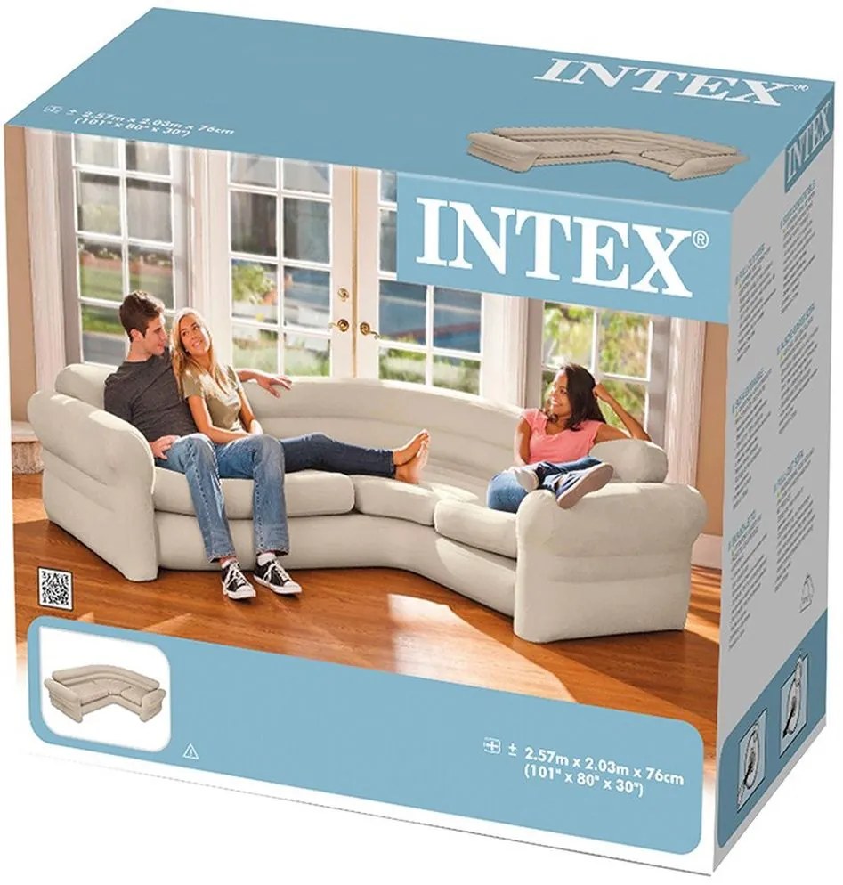 INTEX CORNER SOFA Nafukovacia rohová sedačka 257 x 203 x 76 cm, béžová 68575