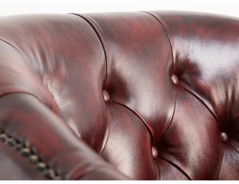 furniture-nabytek.cz - Kreslo Chesterfield Oakland z masívnej pravej kože, červené