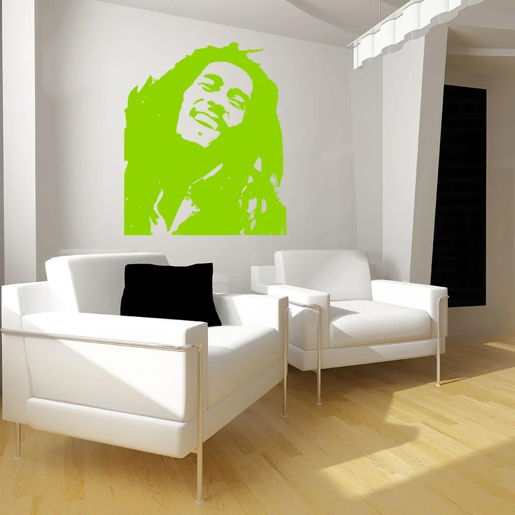Veselá Stena Samolepka Portrét Bob Marley Farba: žlutá, Veľkosť: 80 x 67 cm
