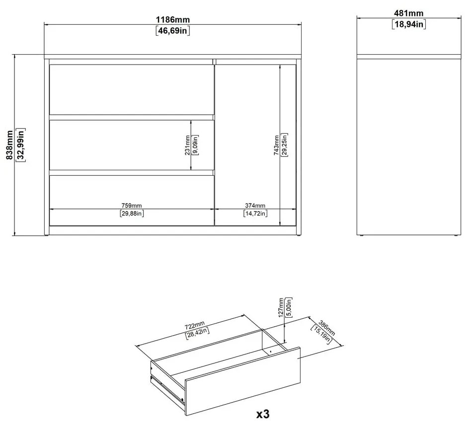 Biela komoda 119x84x48 cm Next – Tvilum