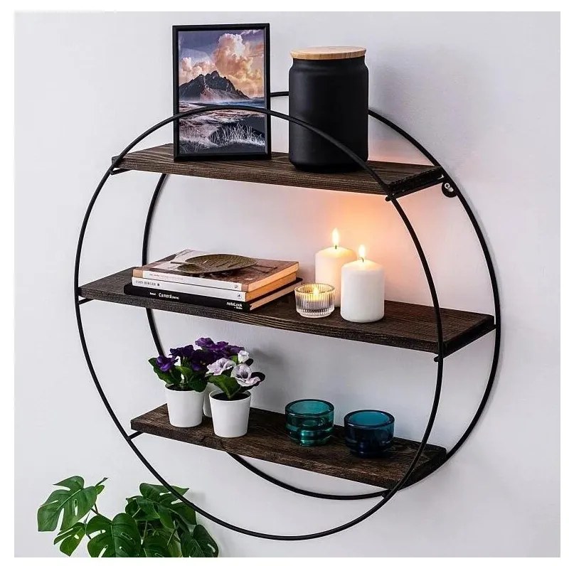 Nástenná polica TULIPA 60x15 cm smrek/čierna