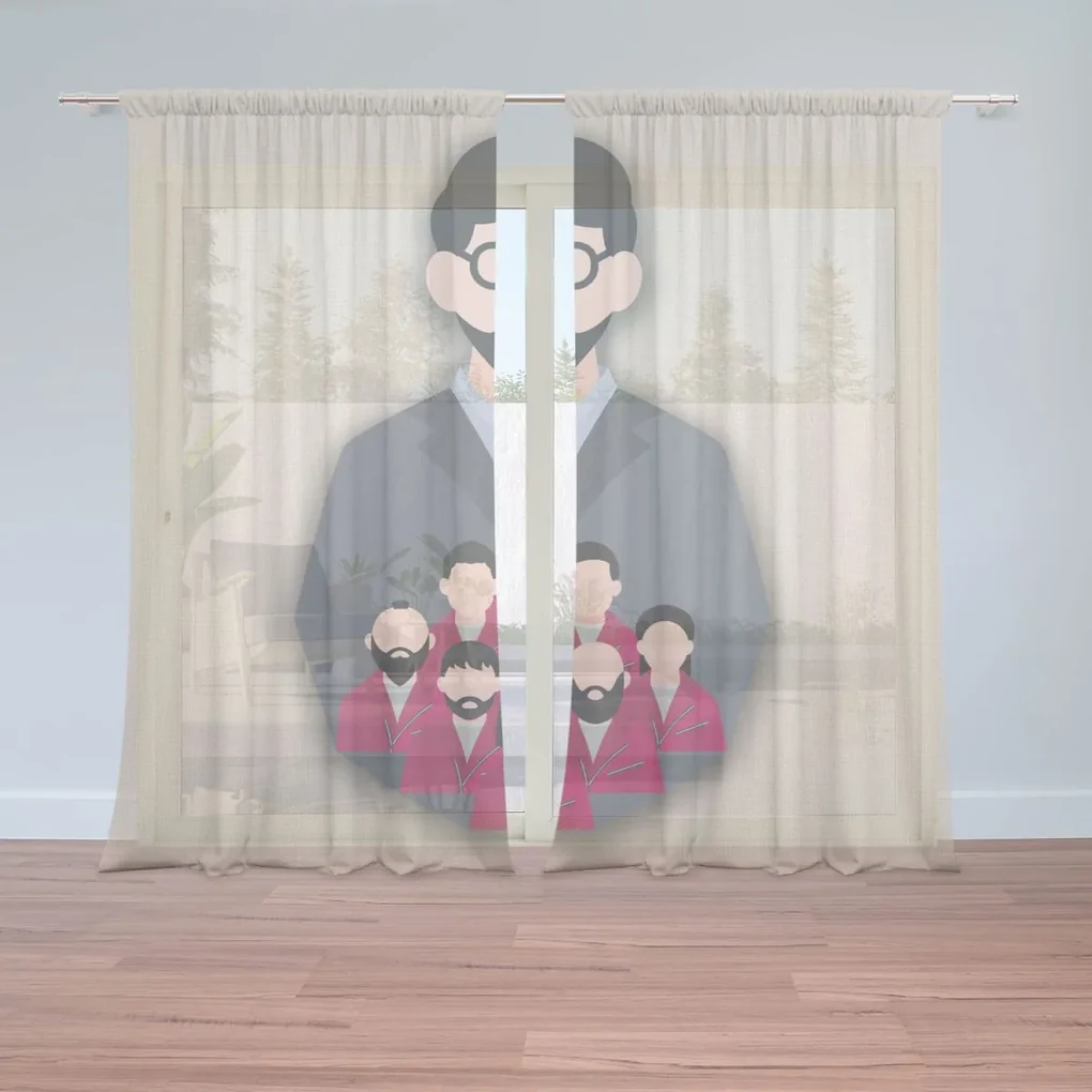 Sablio Záclony Money heist Profesor a jeho tím Béžová: 2ks 150x250cm