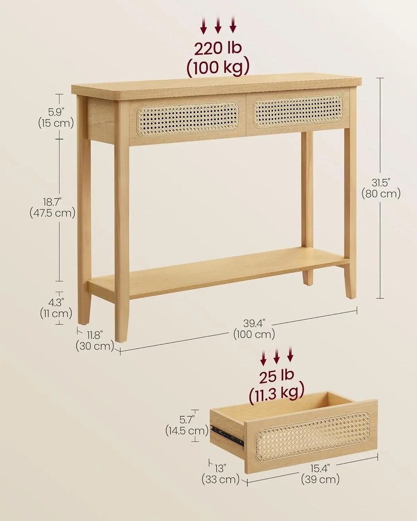 Konzolový stolík Vasagle Bench dub prírodný