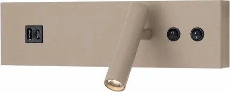 Brilagi-LED Nástenné bodové svietidlo s USB portom NOCTIS LED/3W/230V+LED/9W béžové