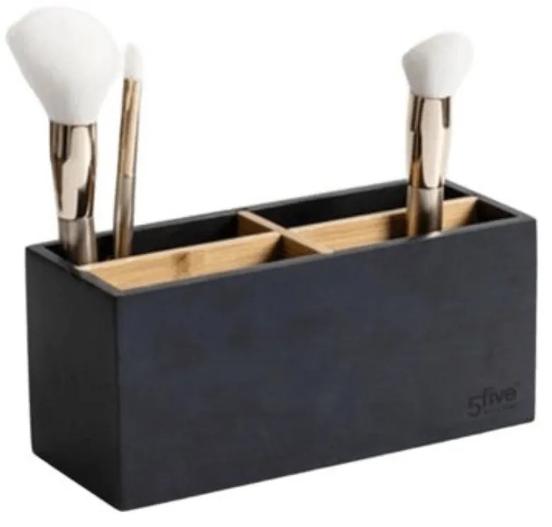 5Five® Čierny organizér, stojan so 4 priehradkami na stojace predmety, SELENA BLACK