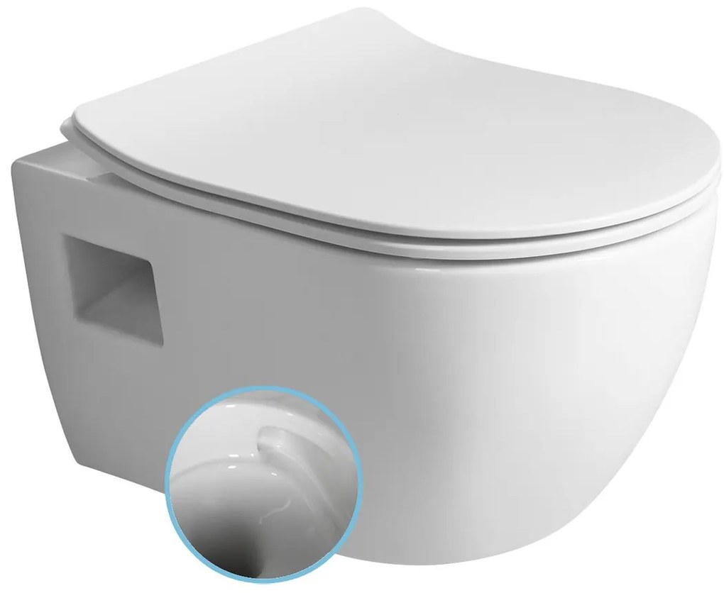 Bruckner Bruckner, LUNA závesná WC misa, Vortex Rimless, 35,5x49cm, biela, 201.331.4