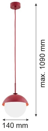 Argon 8296 - Luster na lanku CAPPELLO 1xE27/15W/230V červená