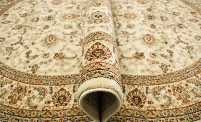 Koberec Super Rose D373A Ornament svetlobéžový / krémový ovál