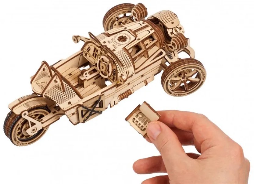 Ugears 3D drevené mechanické puzzle Trojkolesový UGR-S