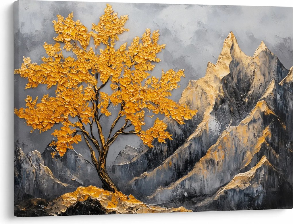 Obraz – Zlatý strom v horách (70x50 cm)
