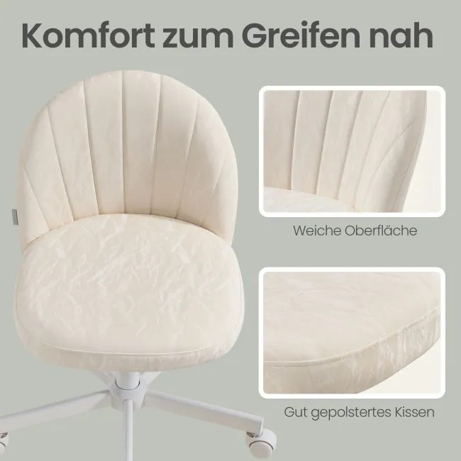 Kozmetická stolička s kolieskami OBGB35027W101 krémová / biela