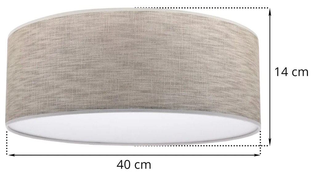 Stropné svietidlo Stone, 1x béžové textilné tienidlo/biele PVC tienidlo, (biele plexisklo), (fi 40cm)