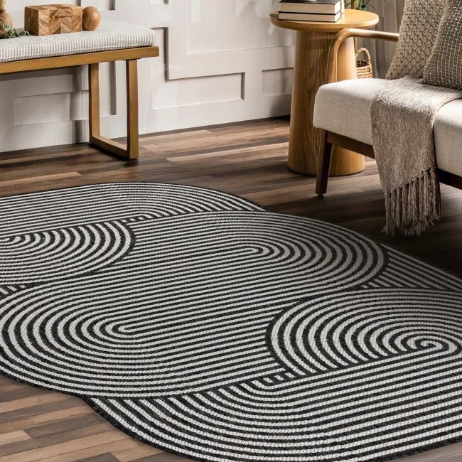 Koberec ORGANIC 1835 geometrický, čierny / sivý
