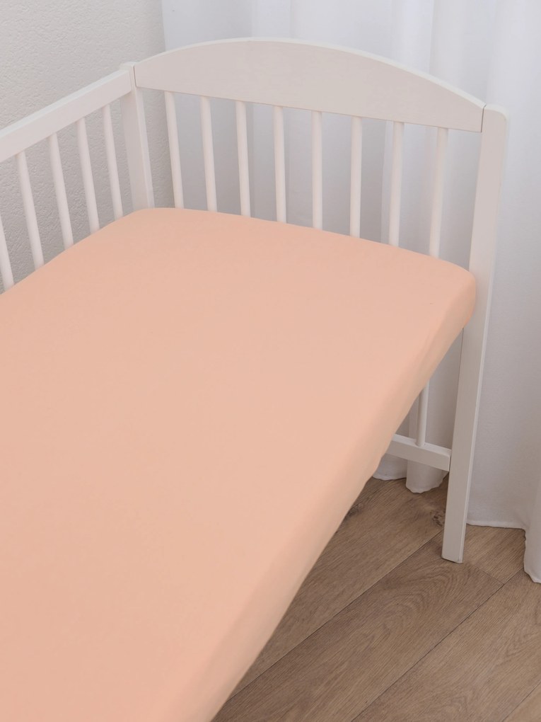 Jersey plachta do postieľky Classic 70 x 140 cm – lososová
